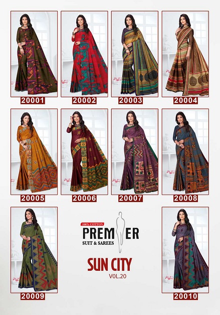 Premier Sun City Vol 20 Pure Cotton  Printed Designer Sarees